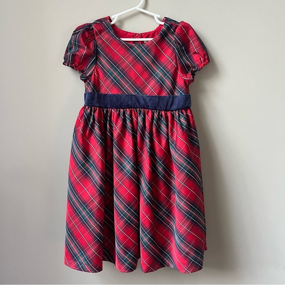 Max Studio Girls Holiday Dress Size 8 Christmas Plaid Red‎ Blue Tulle Bow Winter - Picture 1 of 12